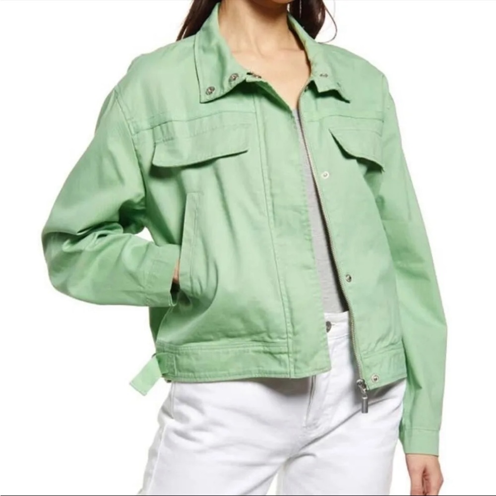 New Treasure & Bond Cotton Twill Lightweight Jacket Green Basil Size XXS